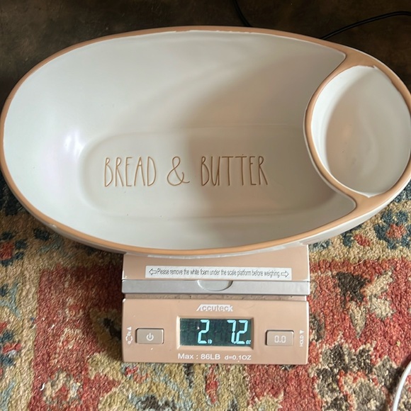 RAE DUNN BREAD 🍞 AND BUTTER DIVIDED SERVING DISH WHITE & tan NWT - Picture 2 of 8